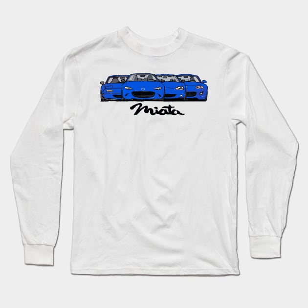 MX5 Miata Generations Blue Long Sleeve T-Shirt by Woreth